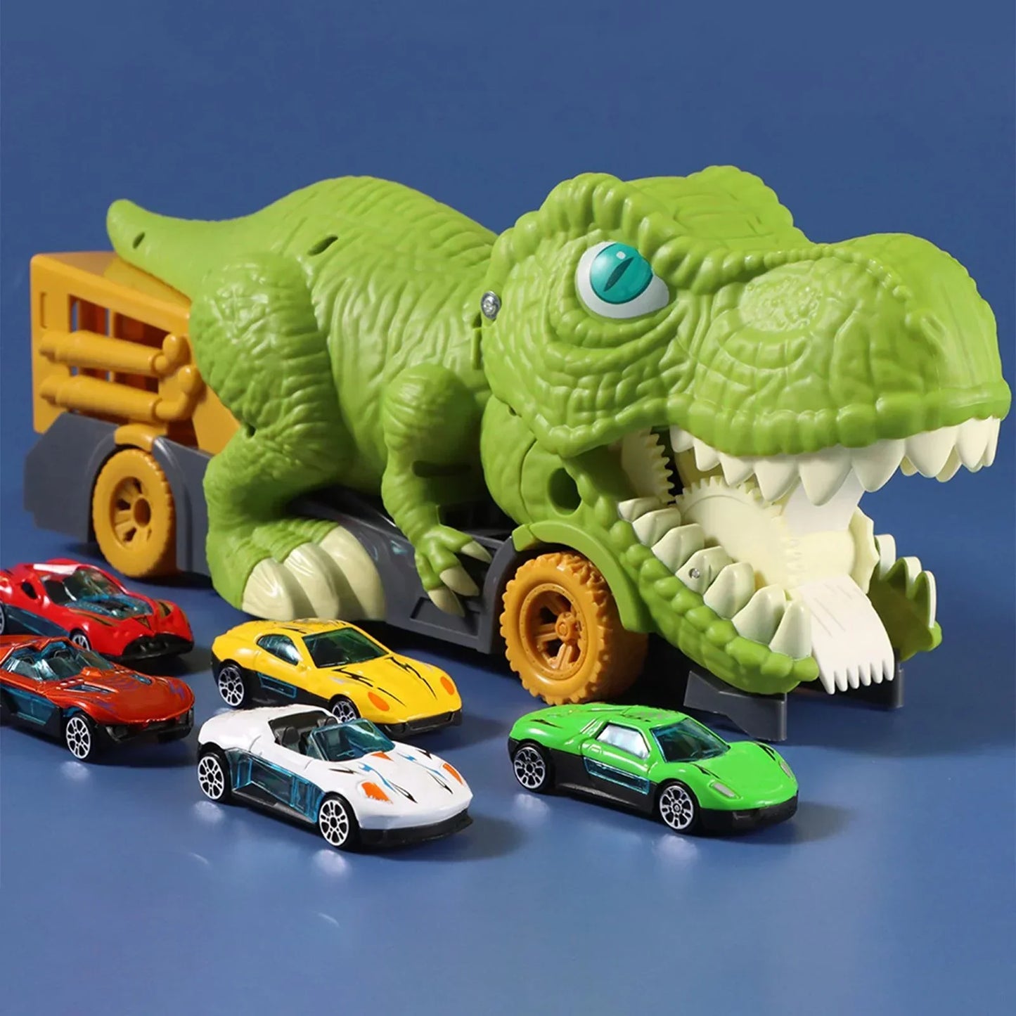 Dinosaur Truck Swallowing Car Toy Push Go Action Car Transporter Playset