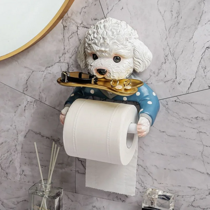 Dog Shaped Toilet Paper Holder Bathroom Shelf Decorative Wall Mount Tissue Roll Organizer