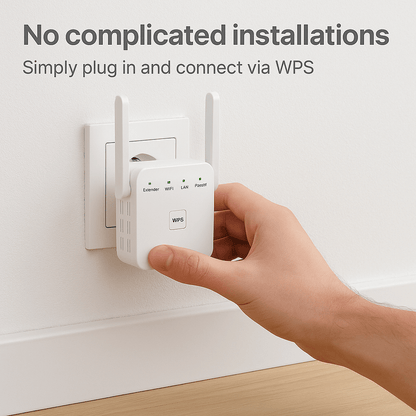 Dualband-WiFi-rækkeviddeforlænger med WPS-opsætning