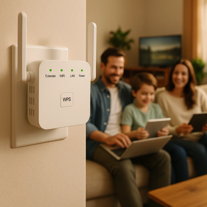 Dualband-WiFi-rækkeviddeforlænger med WPS-opsætning
