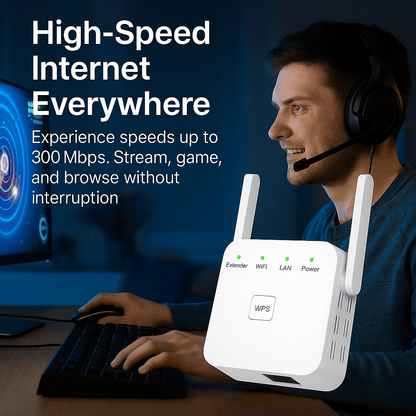 Dualband-WiFi-rækkeviddeforlænger med WPS-opsætning