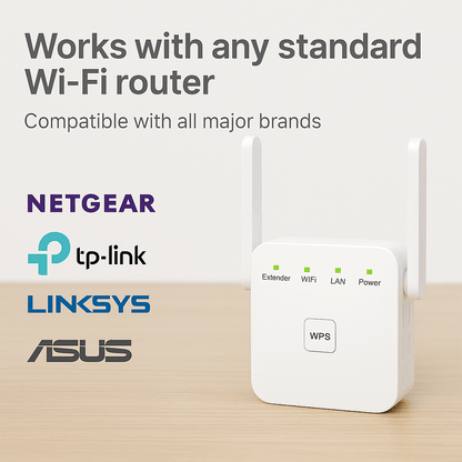 Dualband-WiFi-rækkeviddeforlænger med WPS-opsætning