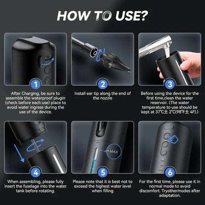Electric Ear Water Cleaner Rechargeable Ear Wax Removal Device