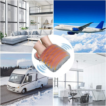 Electric Foot Massager Heated Vibration Plush Fleece Warmer Pouch USB Portable Home