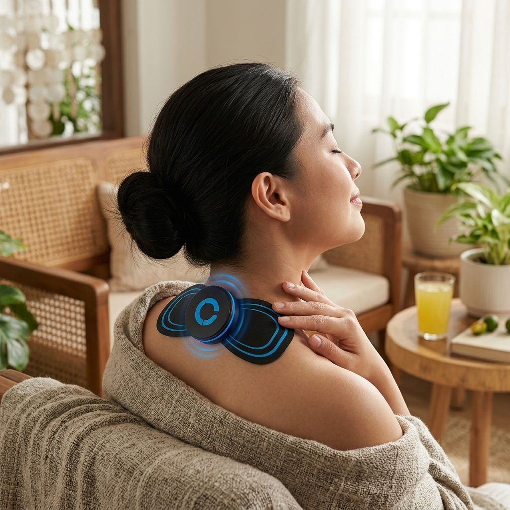 Electric Neck Muscle Stimulator Massage Pad Adjustable Intensity