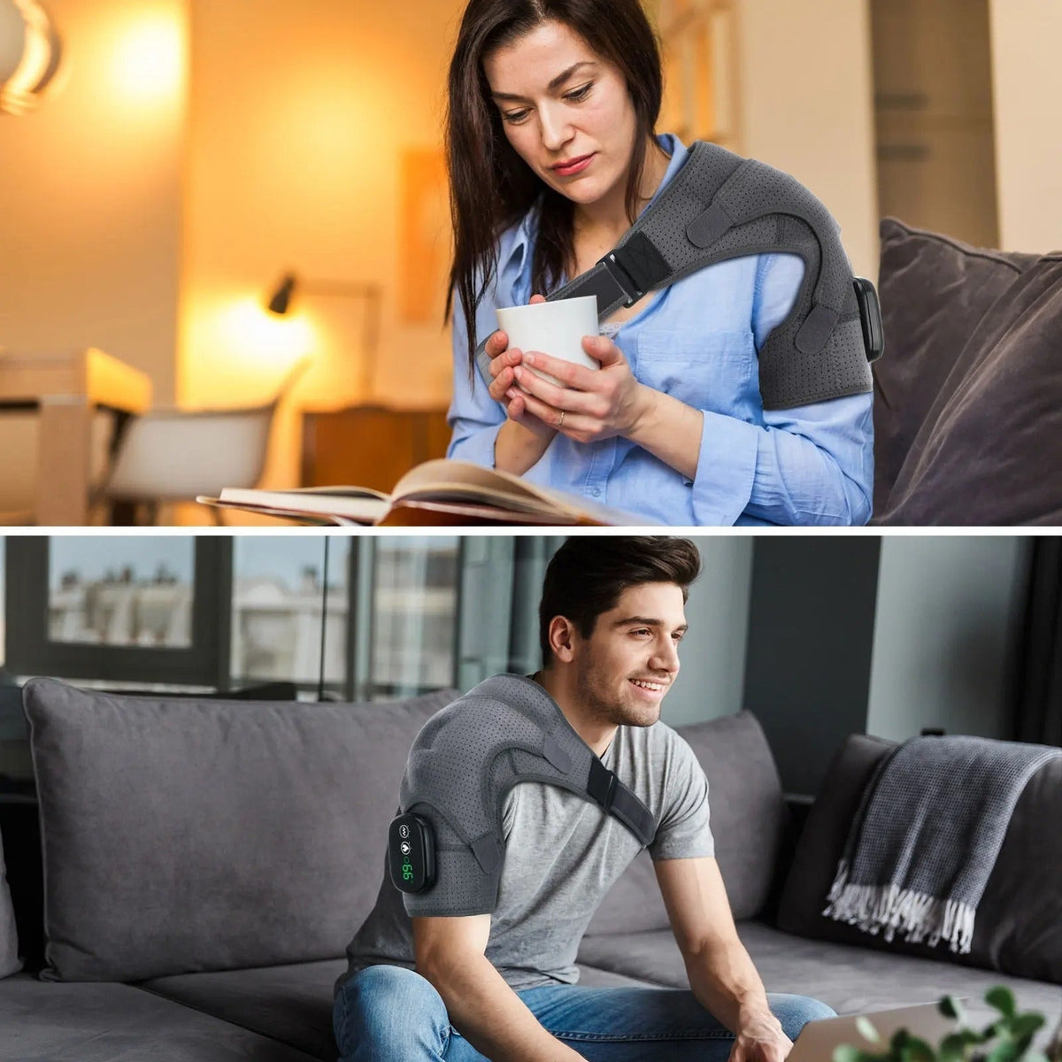 Electric Shoulder Heating Pad with Vibration Massage and Rechargeable Battery