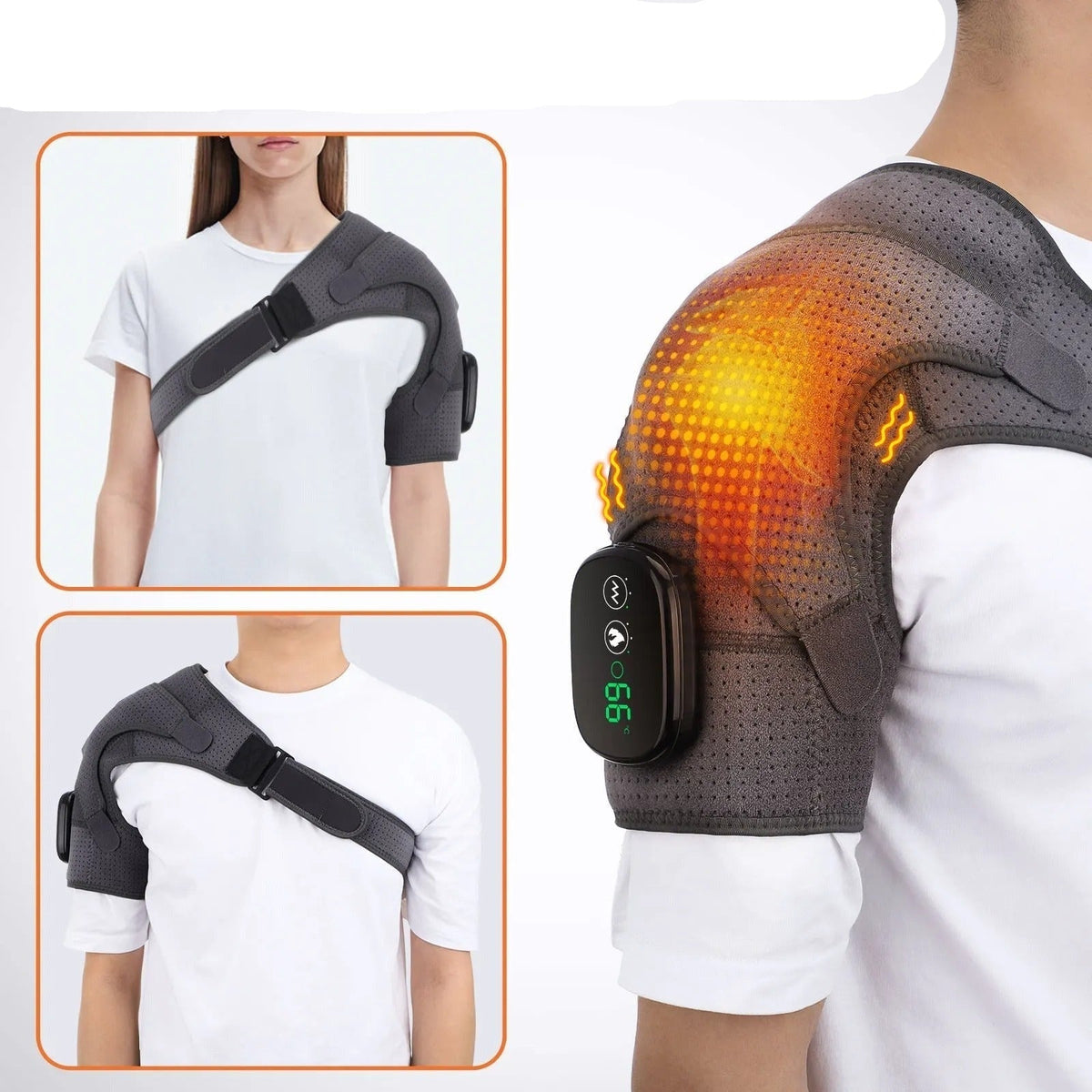 Electric Shoulder Heating Pad with Vibration Massage and Rechargeable Battery
