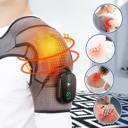 Electric Shoulder Heating Pad with Vibration Massage and Rechargeable Battery