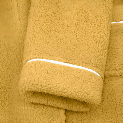 Elegant Coral Fleece Lounge Robe with Shawl Collar Waist Tie
