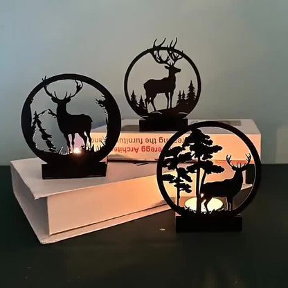 Elegant Deer Candle Holder Decorative Christmas Candle Stand Holiday Table Decor