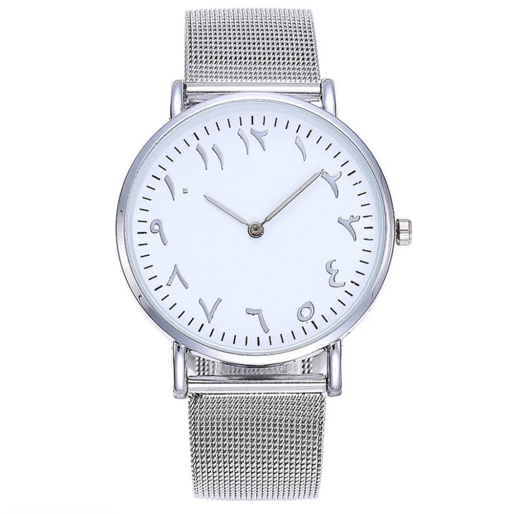 Elegant Round Dial Women Watch Arabic Numerals Adjustable Strap Hardlex Glass