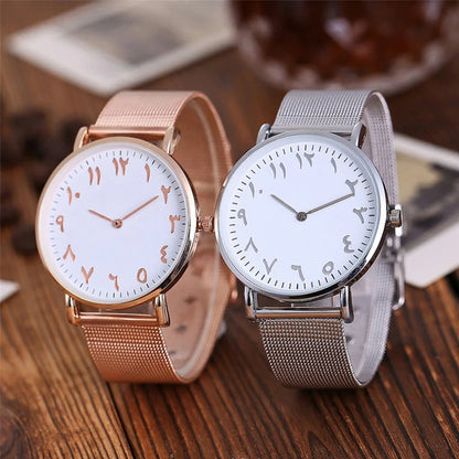 Elegant Round Dial Women Watch Arabic Numerals Adjustable Strap Hardlex Glass