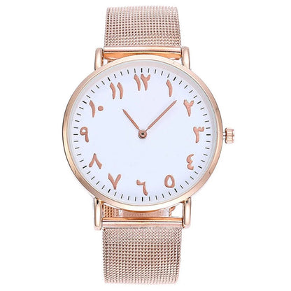 Elegant Round Dial Women Watch Arabic Numerals Adjustable Strap Hardlex Glass