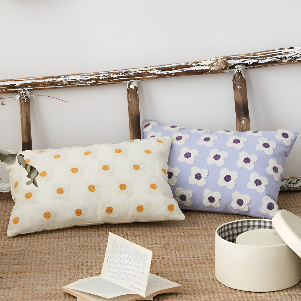 Embroidered Floral Cushion Covers Square and Rectangular Sofa Pillow Covers