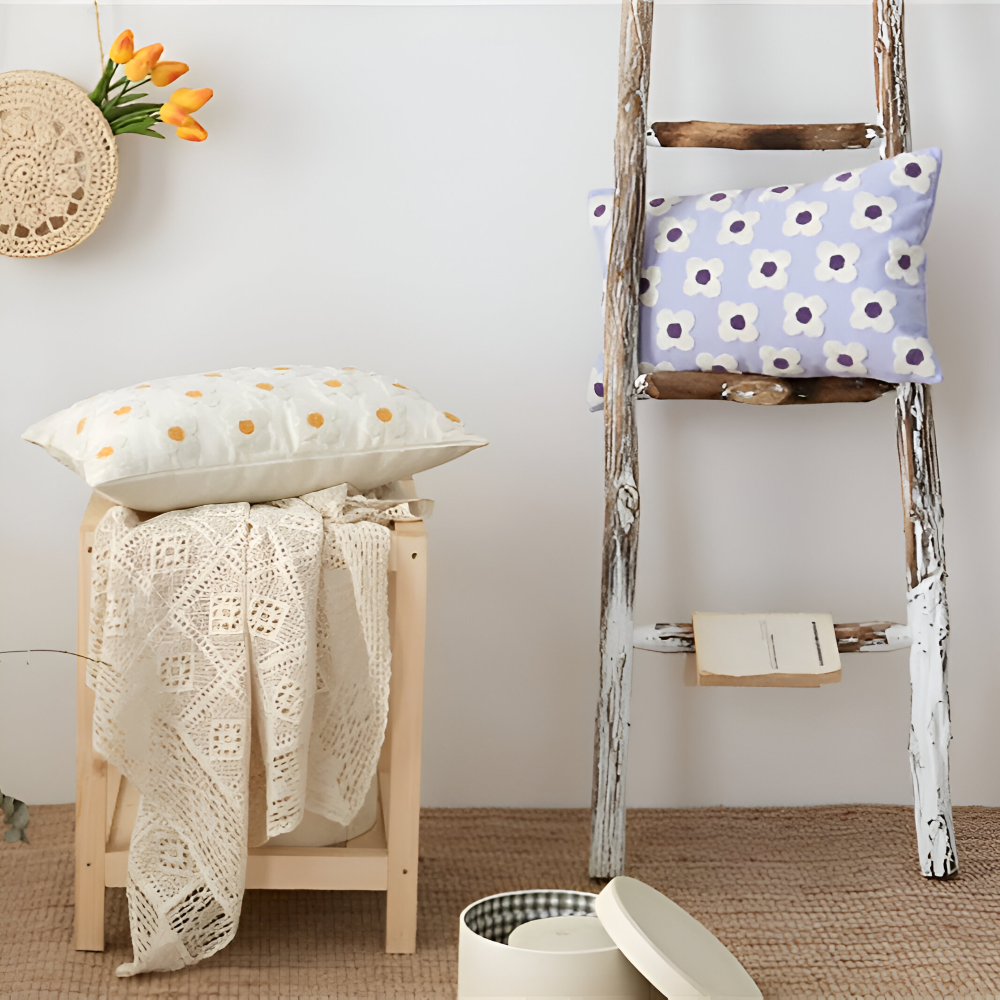 Embroidered Floral Cushion Covers Square and Rectangular Sofa Pillow Covers