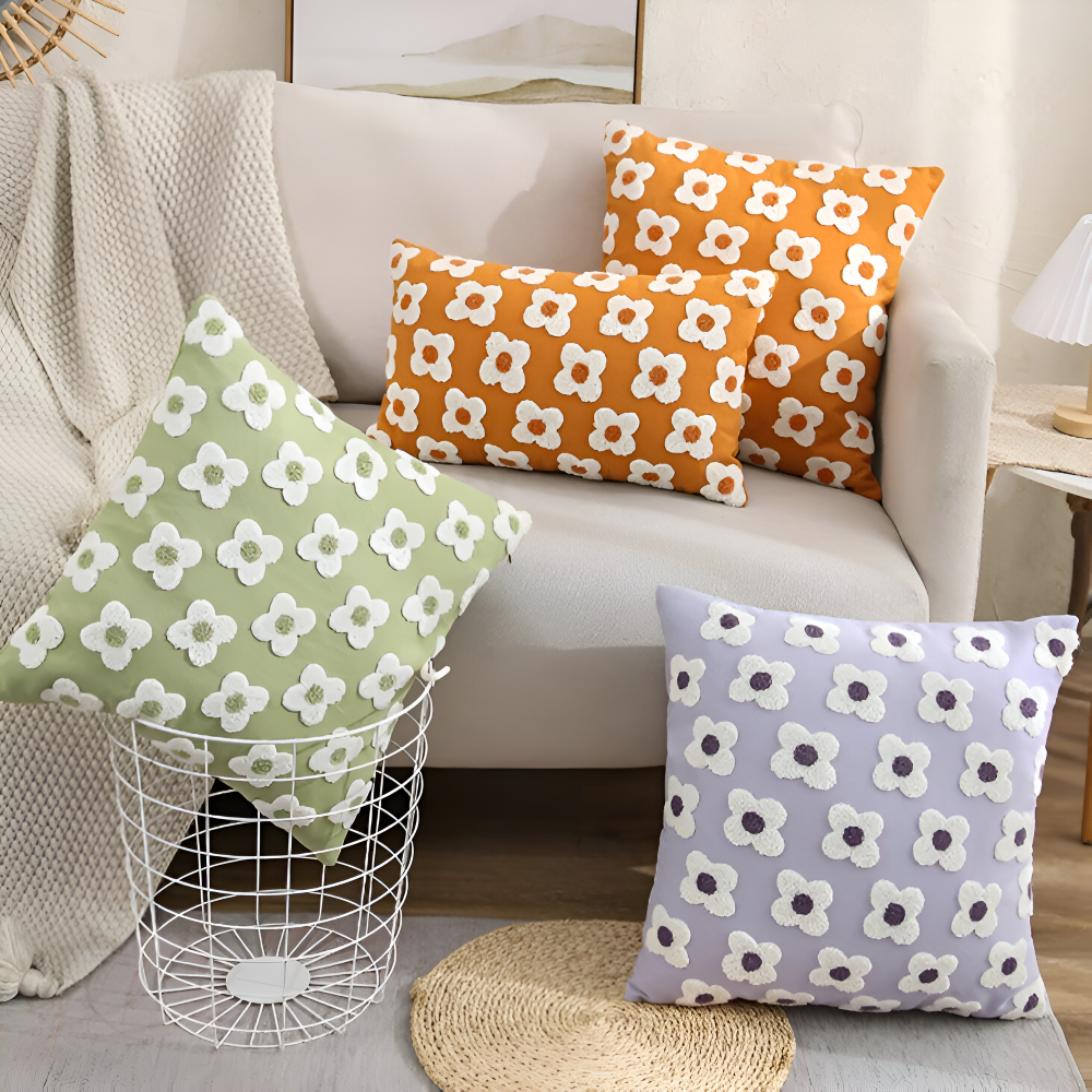 Embroidered Floral Cushion Covers Square and Rectangular Sofa Pillow Covers