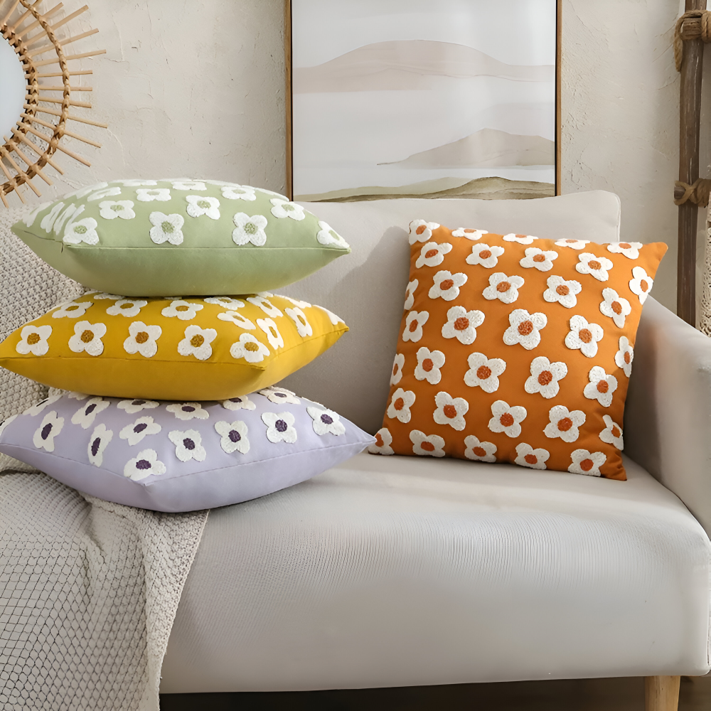 Embroidered Floral Cushion Covers Square and Rectangular Sofa Pillow Covers
