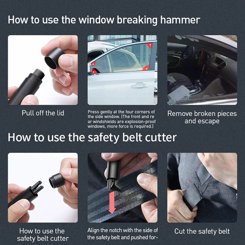 Emergency Car Safety Hammer with Seatbelt Cutter Compact Escape Tool