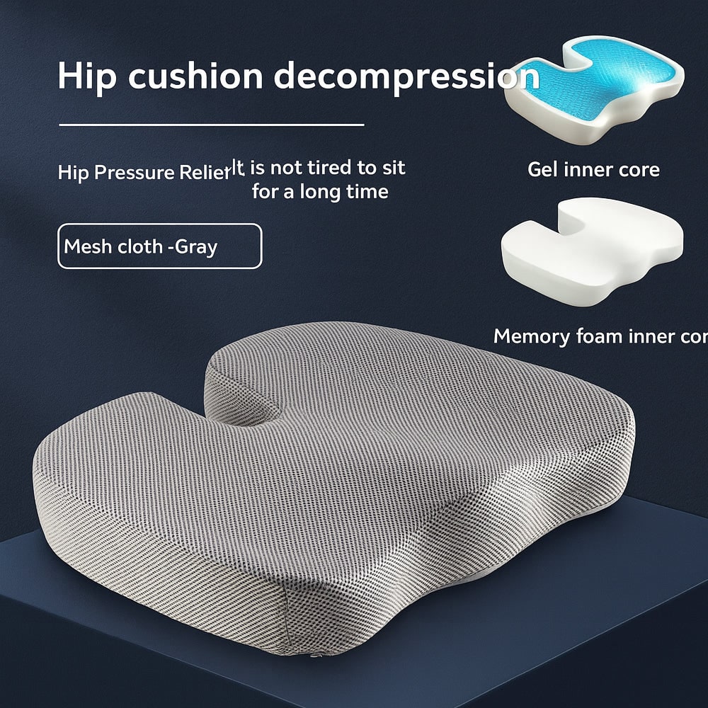 Ergonomic Memory Foam Office Chair Seat Cushion with Gel Layer