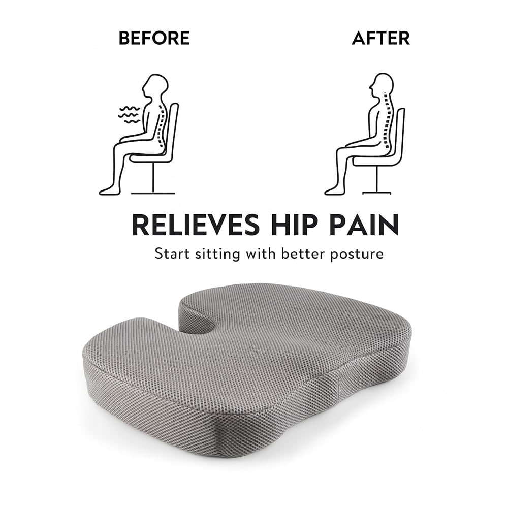 Ergonomic Memory Foam Office Chair Seat Cushion with Gel Layer