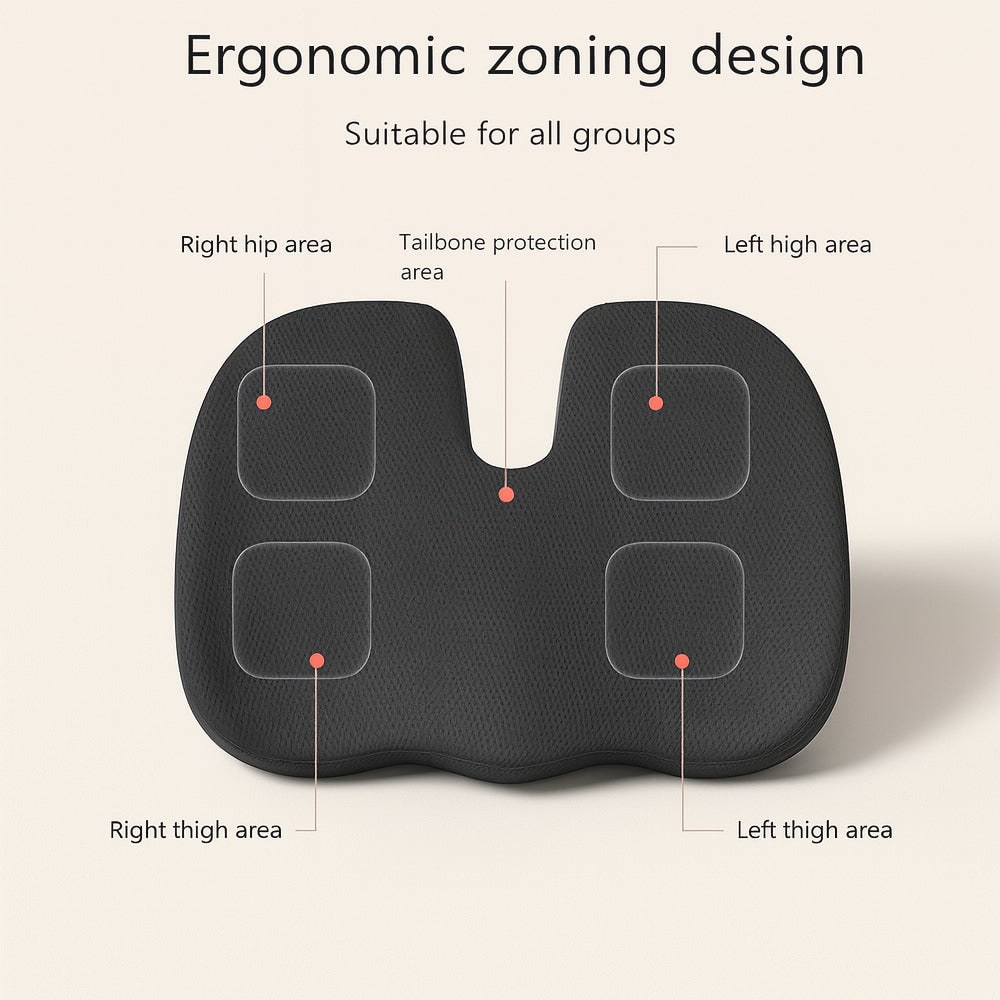 Ergonomic Memory Foam Office Chair Seat Cushion with Gel Layer