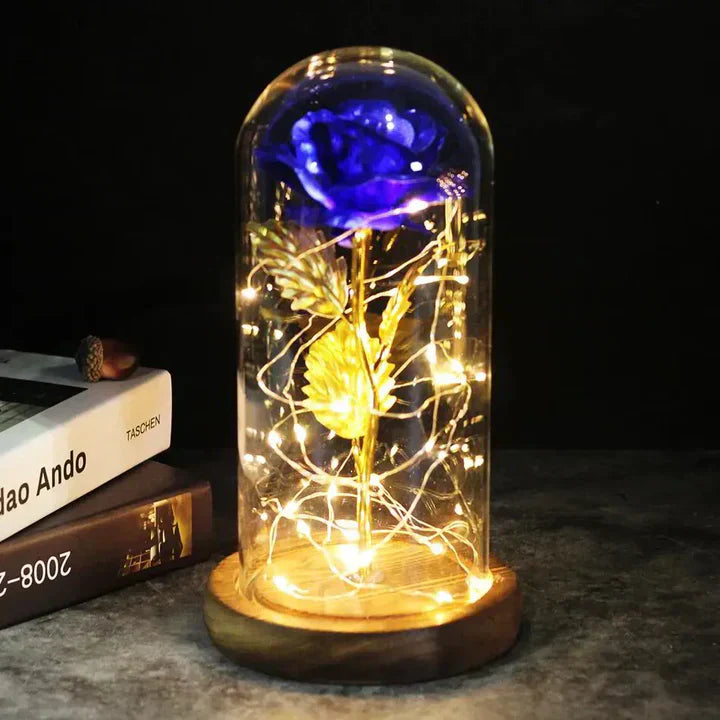 Eternal Rose Flower Under Glass Dome Romantic Love Gift Decor