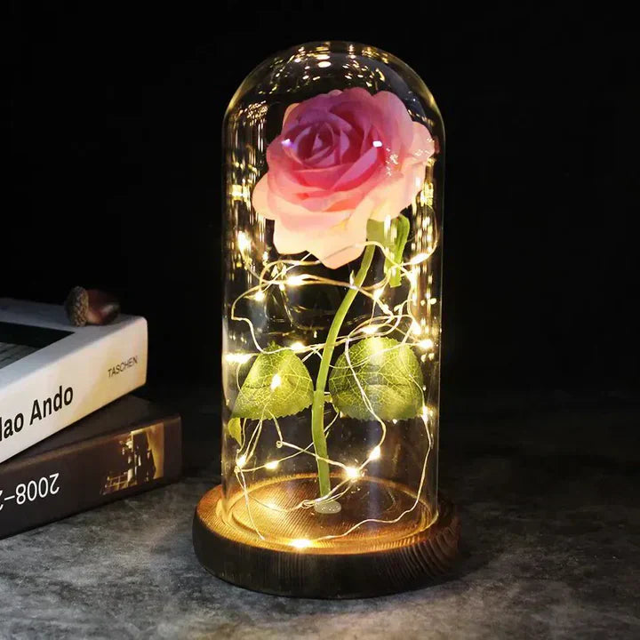 Eternal Rose Flower Under Glass Dome Romantic Love Gift Decor