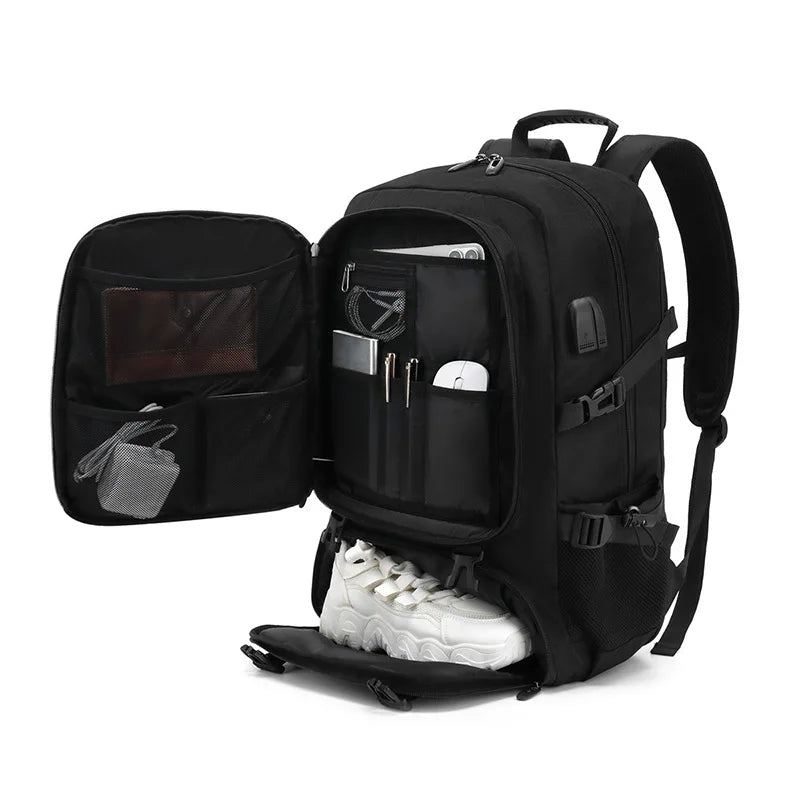 Expandable Travel Backpack with USB Charging Port Large Capacity Carry On Laptop Backpack