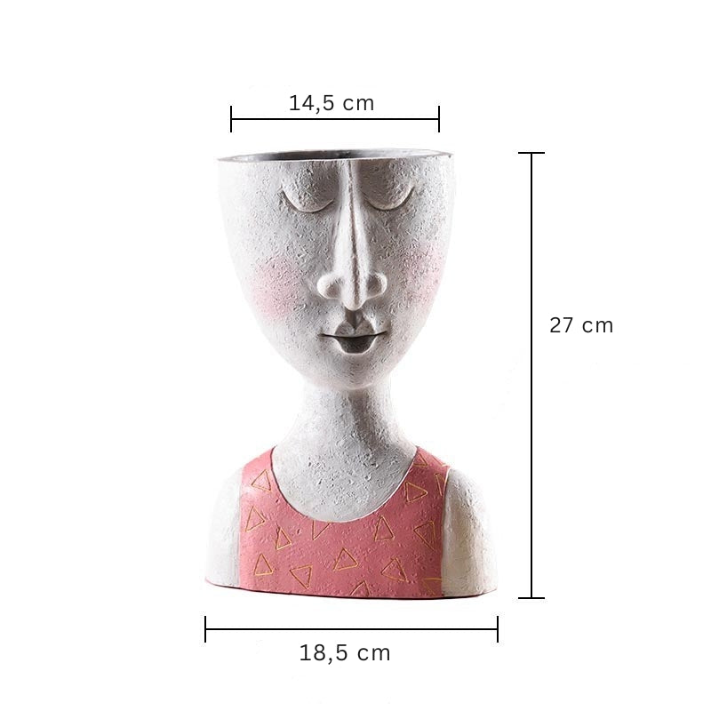 Face Planter Pot Handcrafted Resin Compact Decorative Indoor Plant Holder