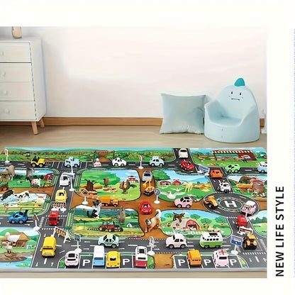 Farm Road Play Mat for Kids Interactive Toy Car Adventure Playmat
