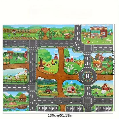 Farm Road Play Mat for Kids Interactive Toy Car Adventure Playmat