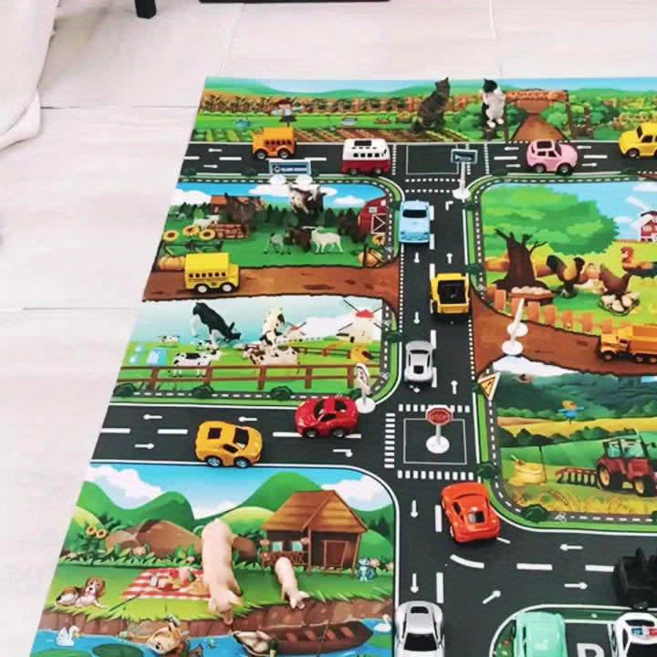 Farm Road Play Mat for Kids Interactive Toy Car Adventure Playmat