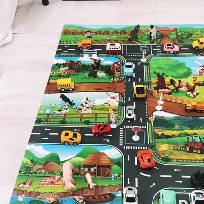 Farm Road Play Mat for Kids Interactive Toy Car Adventure Playmat