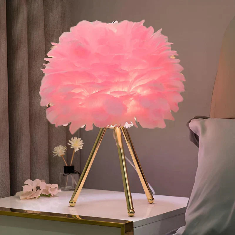Feather Table Lamp Soft Glowing Decorative Lamp for Bedroom, Living Room & Home Decor