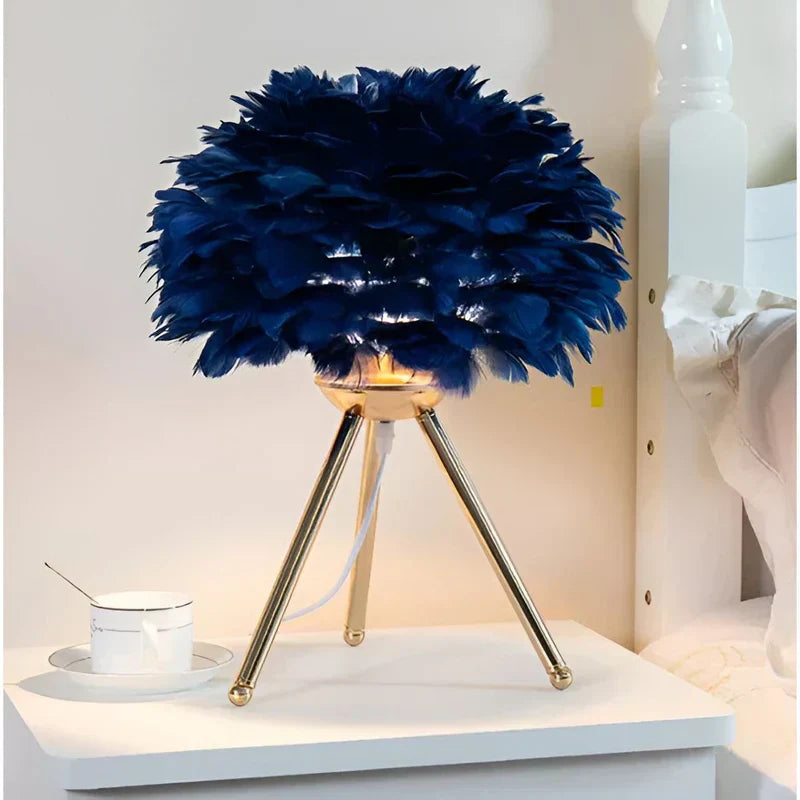 Feather Table Lamp Soft Glowing Decorative Lamp for Bedroom, Living Room & Home Decor
