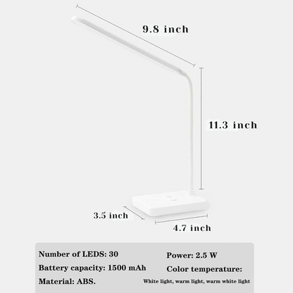 Flexible Arm Desk Lamp Rechargeable Touch Dimmable Three Colour Light