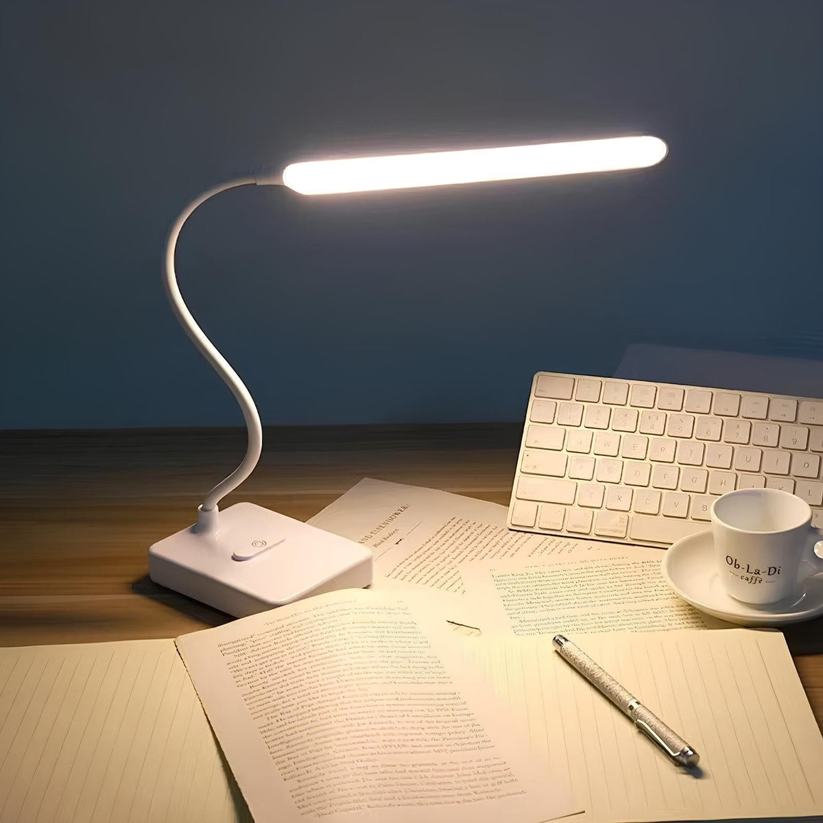 Flexible Arm Desk Lamp Rechargeable Touch Dimmable Three Colour Light
