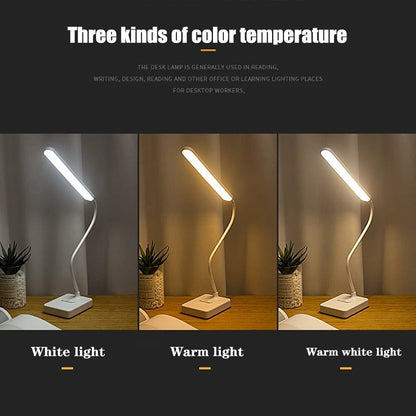 Flexible Arm Desk Lamp Rechargeable Touch Dimmable Three Colour Light