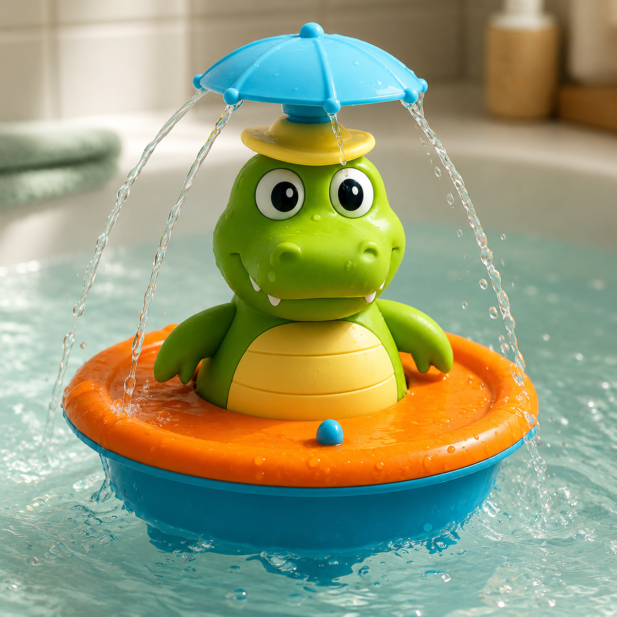 Floating Light Up Water Spraying Bath Toy For Toddlers