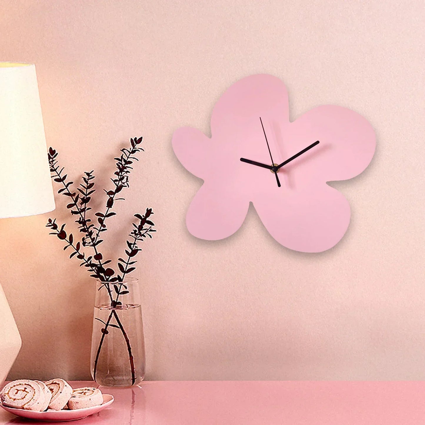 Floral Decorative Wall Clock Artistic Modern Home Decor Flower Design Elegant Wall Art Timepiece
