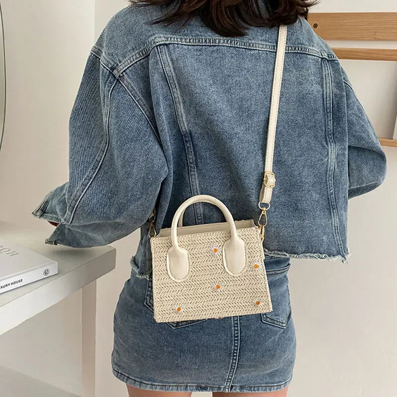 Floral Pattern Handbag Structured Finish Womens Top Handle Bag