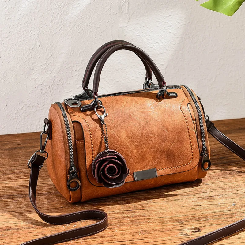 Floral Print Handbag with Adjustable Strap Large Capacity Everyday Shoulder Bag