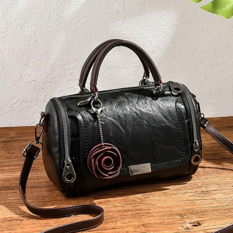 Floral Print Handbag with Adjustable Strap Large Capacity Everyday Shoulder Bag