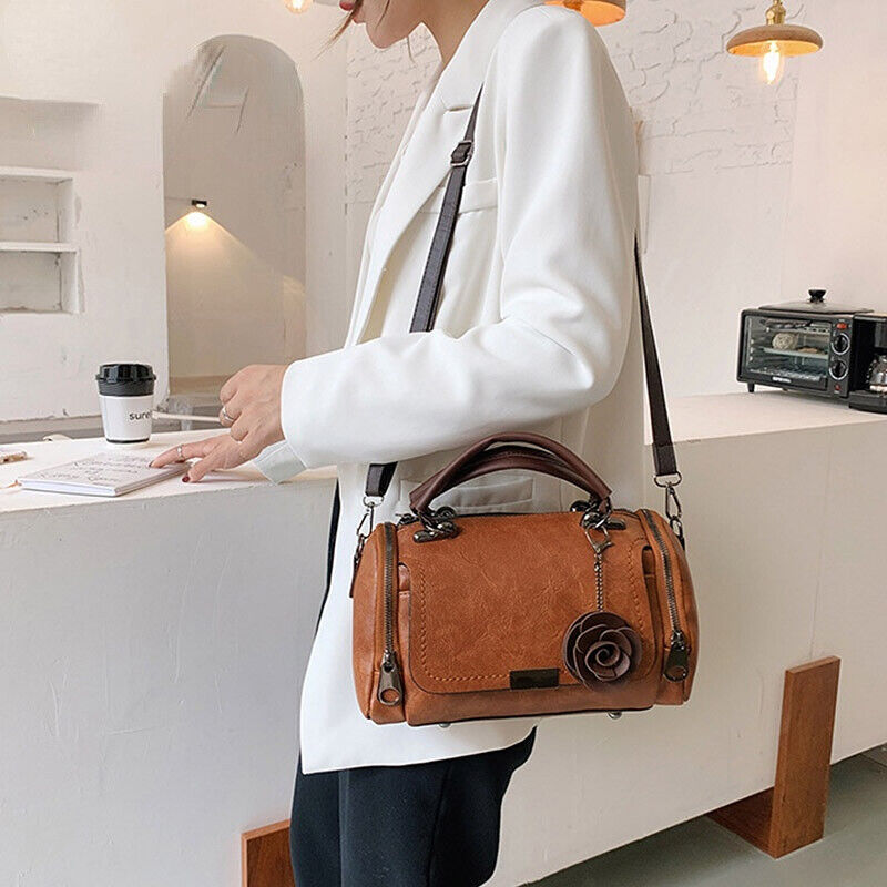 Floral Print Handbag with Adjustable Strap Large Capacity Everyday Shoulder Bag