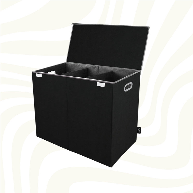 Foldable 3 Section Laundry Hamper with Lid Collapsible Clothes Basket Organizer