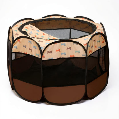 Foldable Mesh Cat Playpen Portable Pet Tent With Zip Door