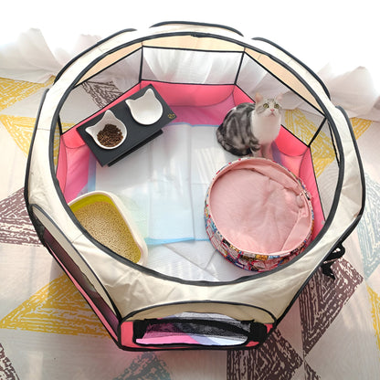 Foldable Mesh Cat Playpen Portable Pet Tent With Zip Door