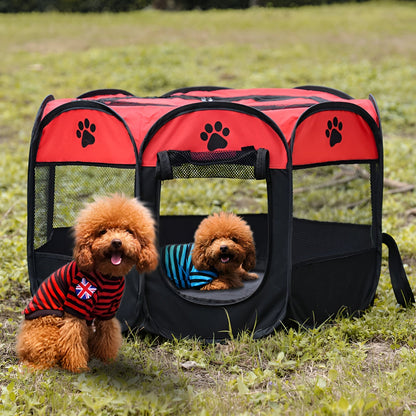 Foldable Mesh Cat Playpen Portable Pet Tent With Zip Door