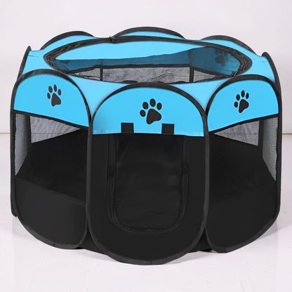 Foldable Mesh Cat Playpen Portable Pet Tent With Zip Door