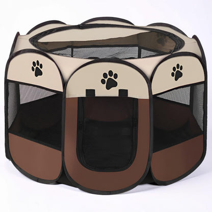 Foldable Mesh Cat Playpen Portable Pet Tent With Zip Door